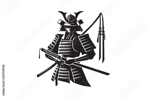  black and white simple samurai warrior vector silhouette 