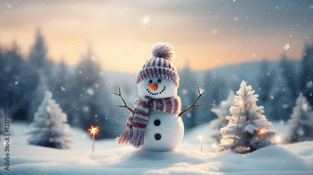 Obraz premium A Festive Snowman in a Winter Wonderland