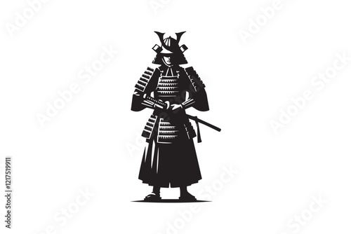  black and white simple samurai warrior vector silhouette 