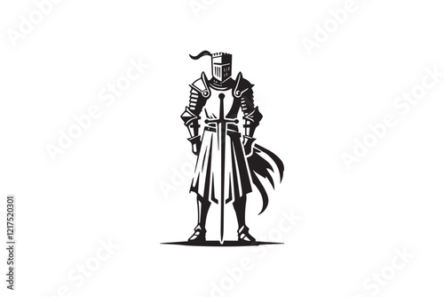  black-and-white simple Knight vector silhouette 