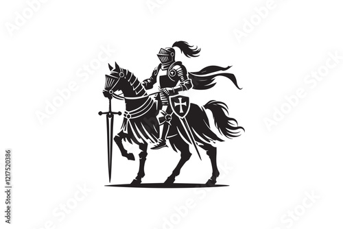  black-and-white simple Knight vector silhouette 
