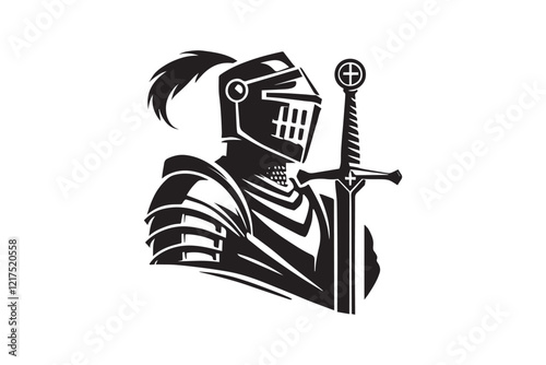  black-and-white simple Knight vector silhouette 