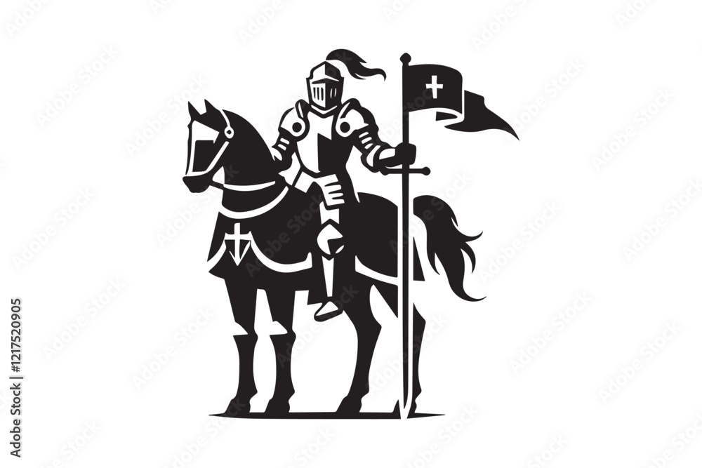 Obraz premium black-and-white simple Knight vector silhouette 