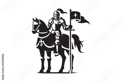  black-and-white simple Knight vector silhouette 