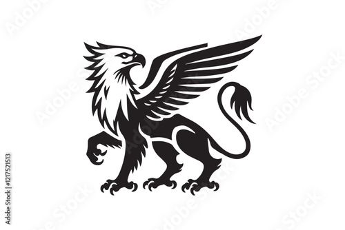 black-and-white simple griffin vector silhouette 