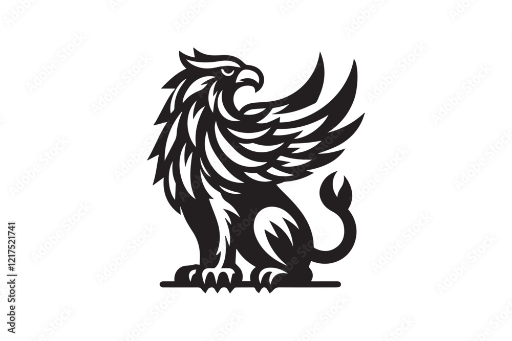 Φωτογραφία black-and-white simple griffin vector silhouette