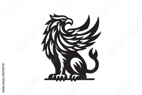  black-and-white simple griffin vector silhouette 