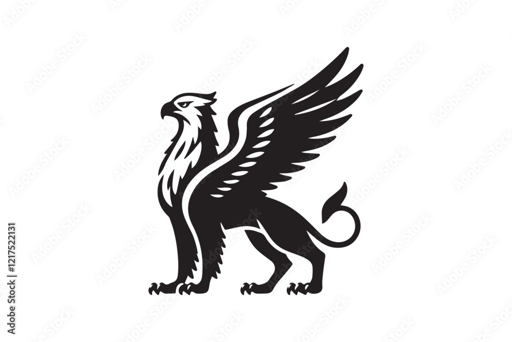 black-and-white simple griffin vector silhouette black-and-white simple griffin vector silhouette