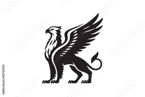  black-and-white simple griffin vector silhouette 