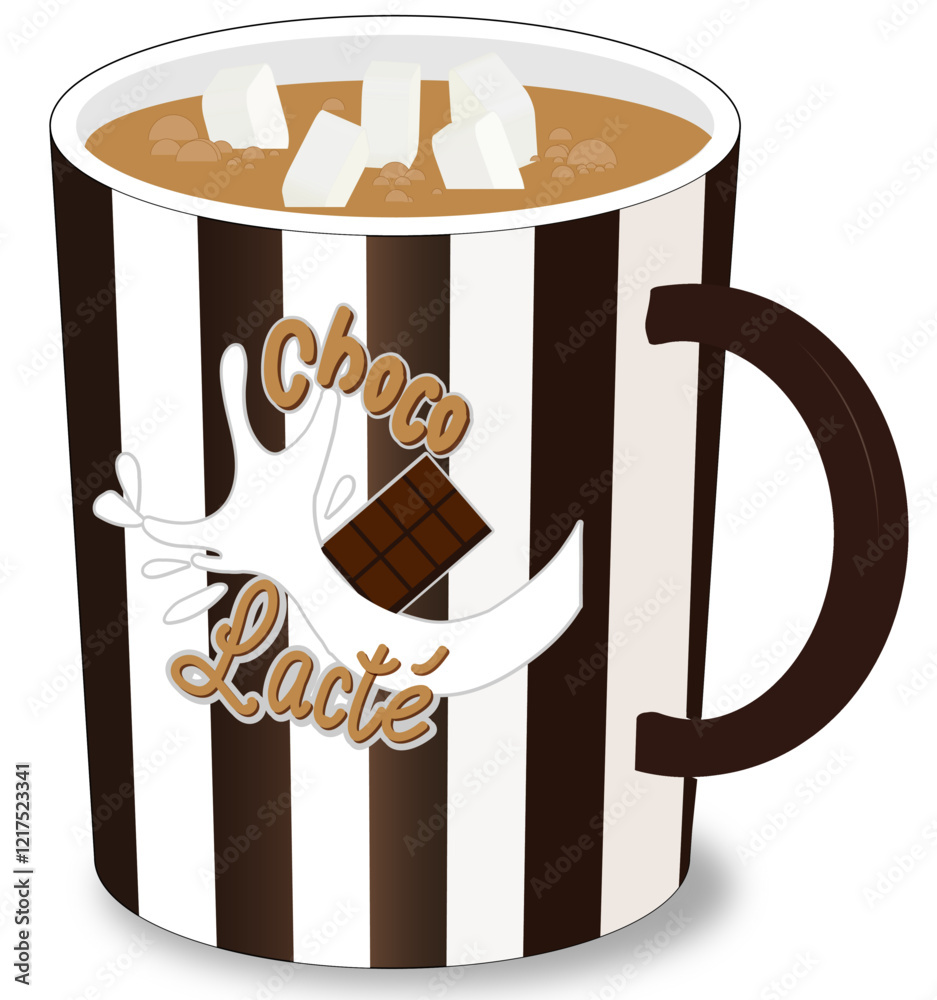 Tasse choco lacté chocolat chaud guimauve café capuccino lait boisson 