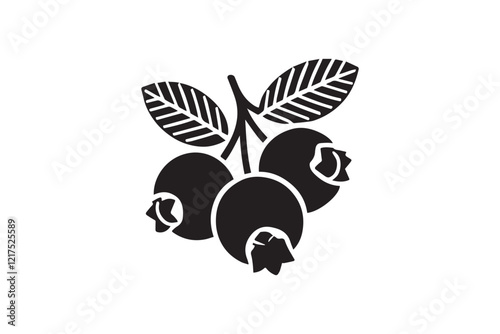  black-and-white simple blue berry  vector silhouette 