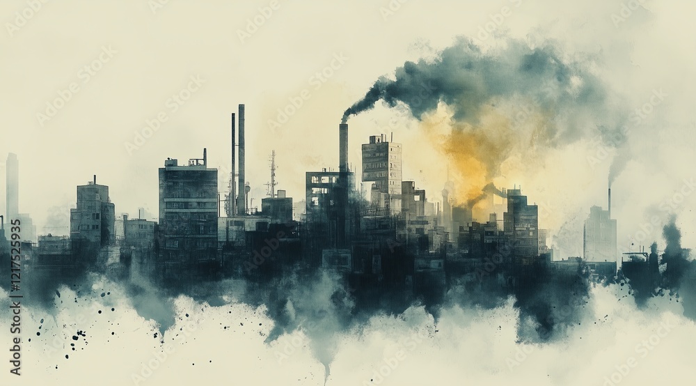 Concept air pollution scene where the air is visibly heavy with PM 2.5 particles Concept air pollution scene where the air is visibly heavy with PM 2.5 particles