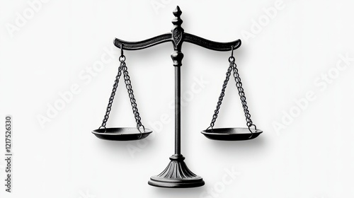 Symbolic Scale of Justice Black and White Illustration