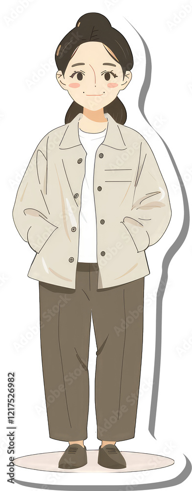 A Simple Illustration Of A Woman In Casual Wear A Simple Illustration Of A Woman In Casual Wear