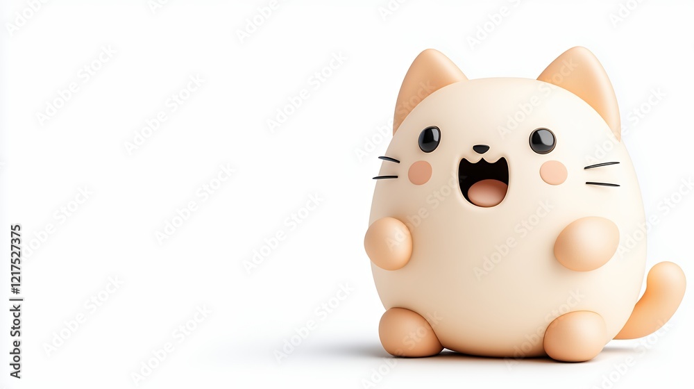 Adorable 3D Render of a Cheerful Cartoon Cat Against a White Background Adorable 3D Render of a Cheerful Cartoon Cat Against a White Background