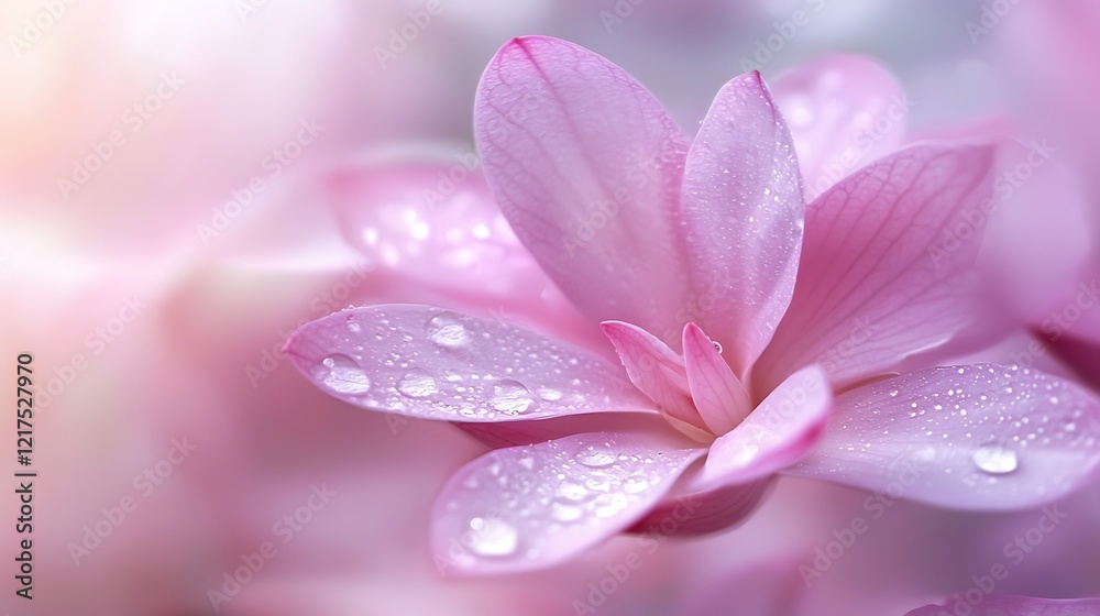 Dew-kissed pink flower, garden bokeh, spring, nature, beauty, website banner Dew-kissed pink flower, garden bokeh, spring, nature, beauty, website banner