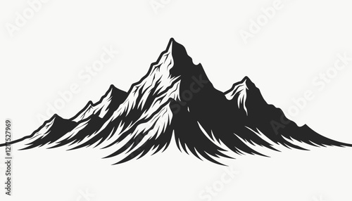 Stunning mountain range silhouette against plain backdrop, nature's majesty