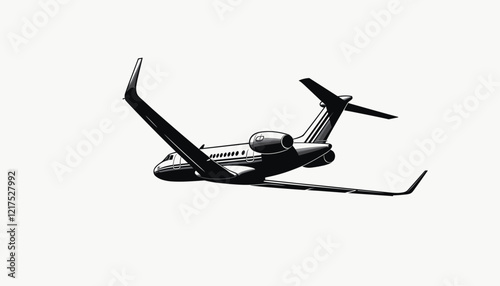 Sleek private jet soaring in clear sky, luxury travel experience