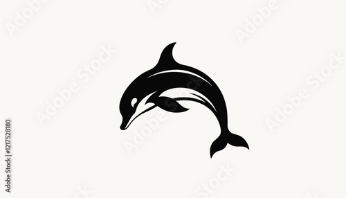 Dolphin silhouette leaping against a light background, playful freedom