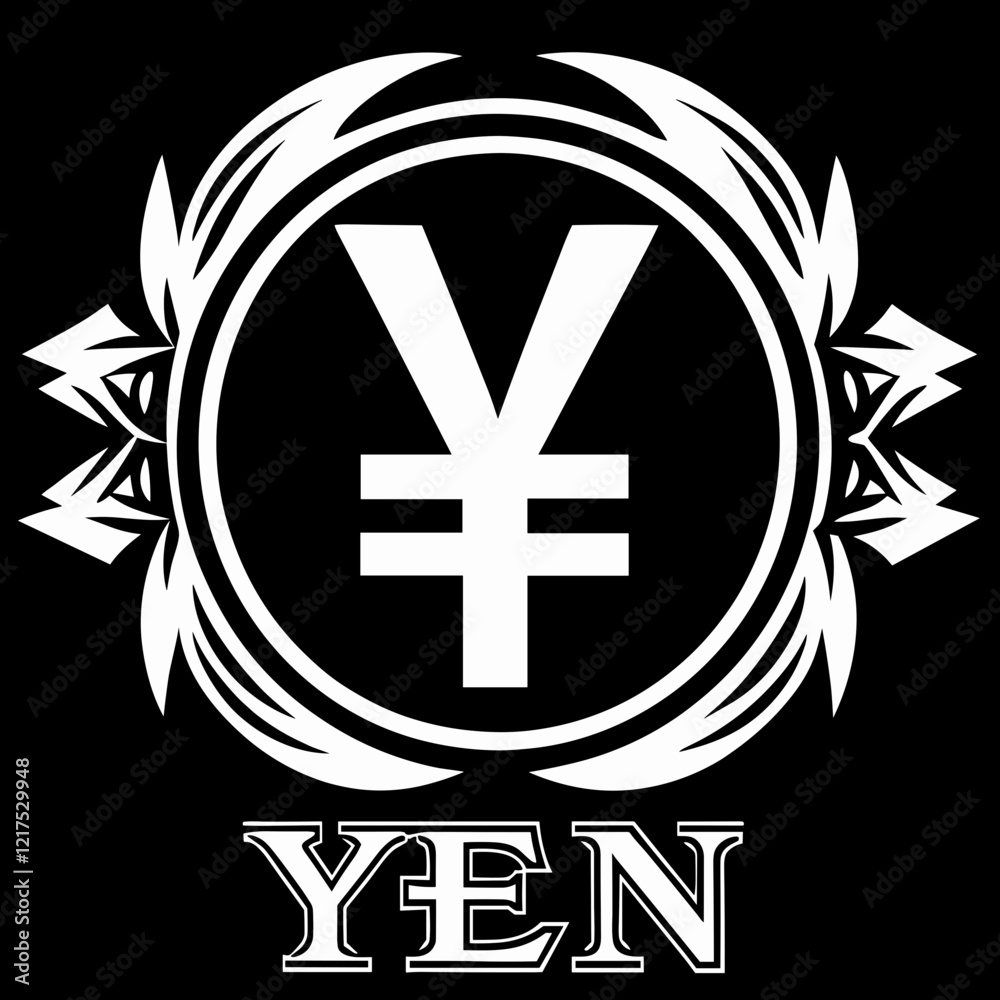 Obraz premium Yen symbol in artistic design with intricate details