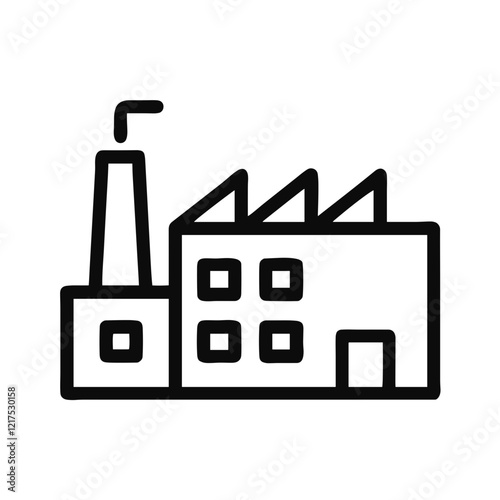 Industrial factory building with smokestack