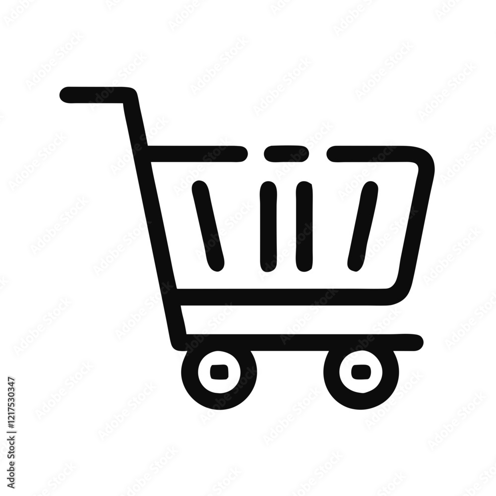 Shopping cart outline on white background Shopping cart outline on white background