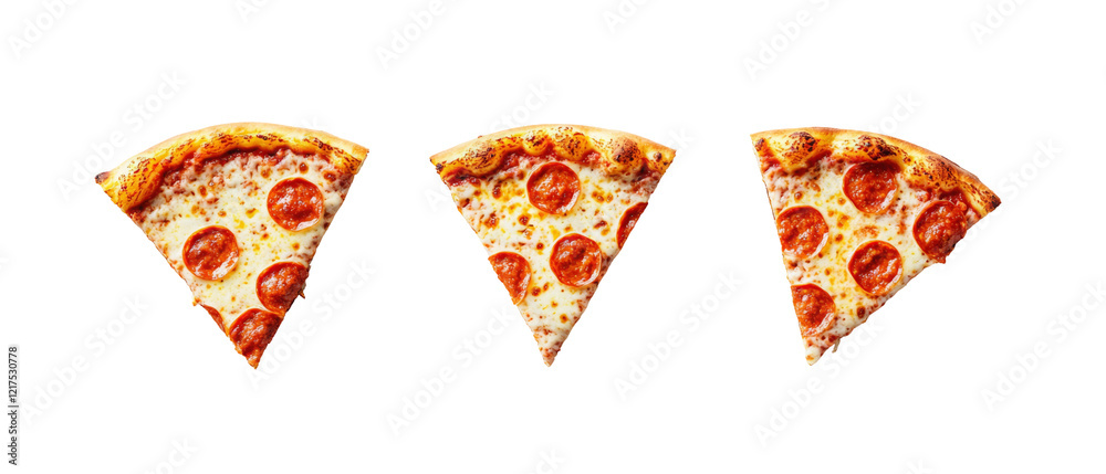 Delicious pepperoni pizza slices arranged in row, perfect for sharing Delicious pepperoni pizza slices arranged in row, perfect for sharing