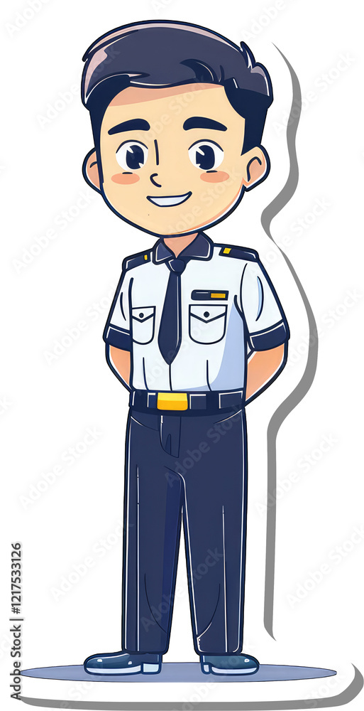 A Cartoon Illustration Of A Smiling Male Pilot A Cartoon Illustration Of A Smiling Male Pilot