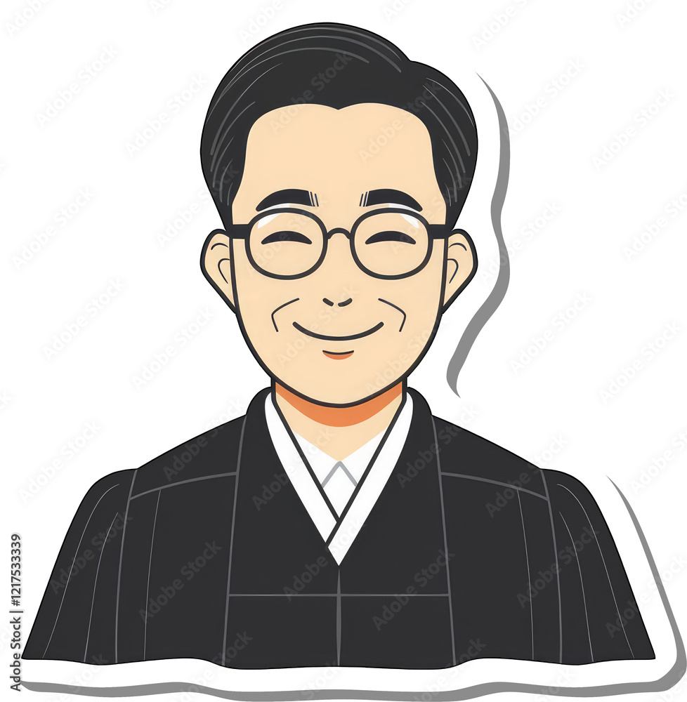 Smiling Judge Wearing Black Robe And Glasses Smiling Judge Wearing Black Robe And Glasses