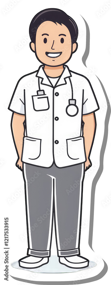 Happy Male Doctor Cartoon Character Illustration Happy Male Doctor Cartoon Character Illustration