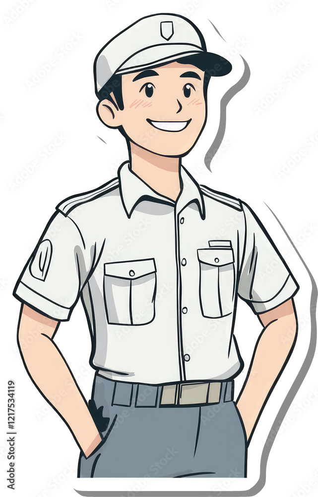 A Smiling Young Man Wearing A White Uniform A Smiling Young Man Wearing A White Uniform