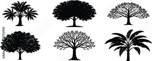 set of trees silhouettes . Vector Illustration.