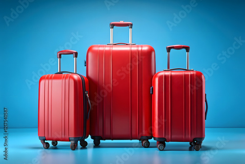 Three Red Suitcases Ready for Adventure
