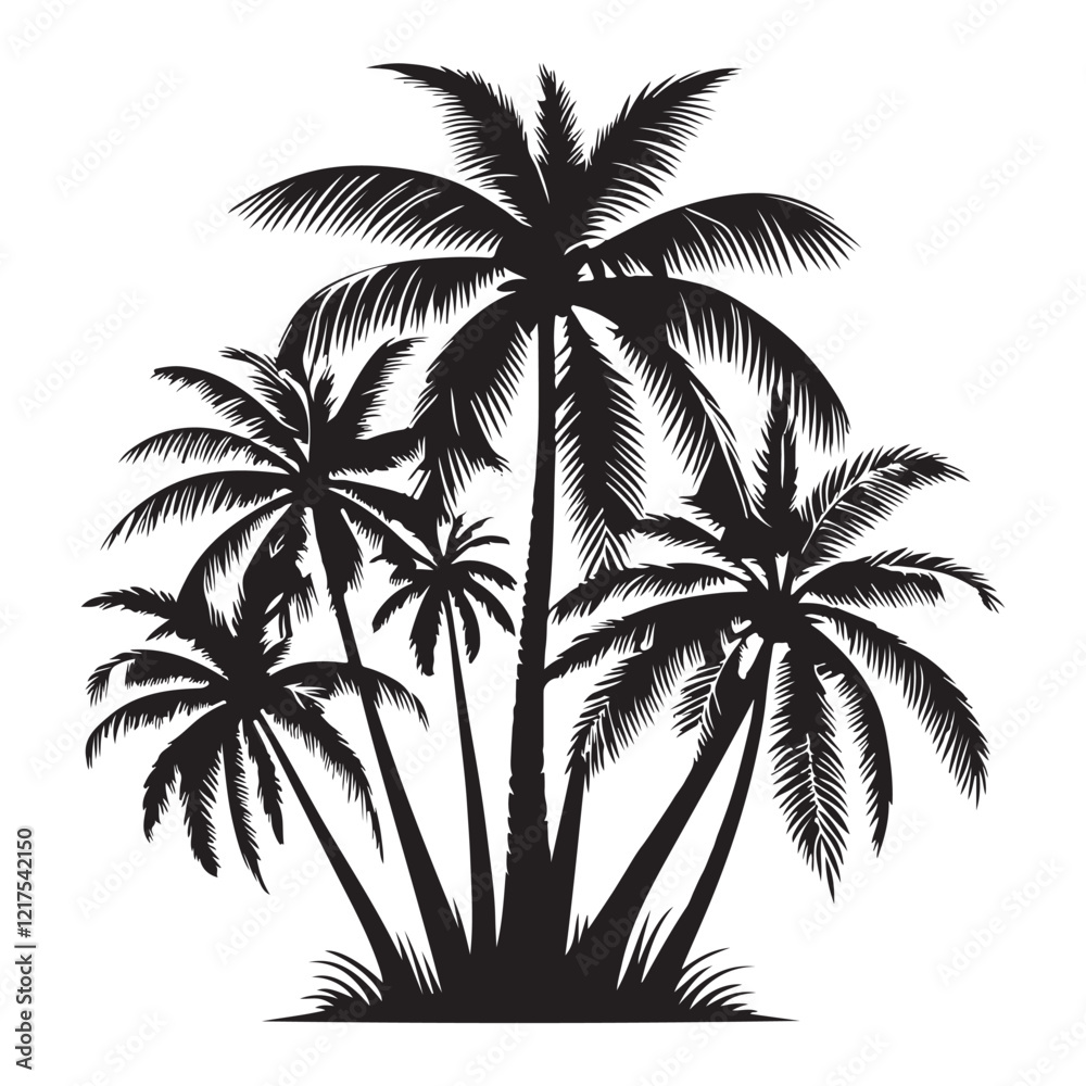 Fototapeta premium Palm tree silhouette vector design