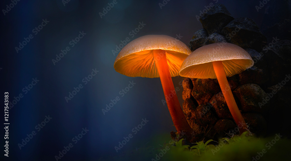 Fototapeta premium A photo of mushrooms displayed aesthetically in nature. Nature background.