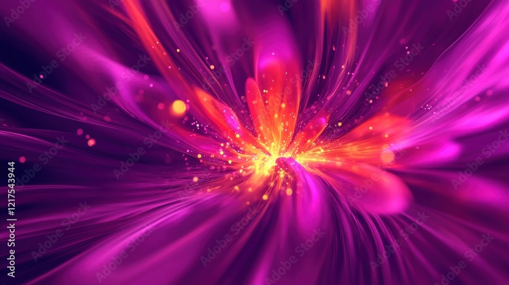 Abstract Purple And Orange Flower Light Burst Design
