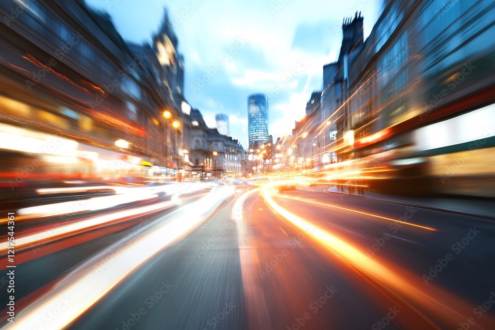 City street night traffic blur motion City street night traffic blur motion
