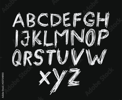 Hand written messy abstract vector font scribbles