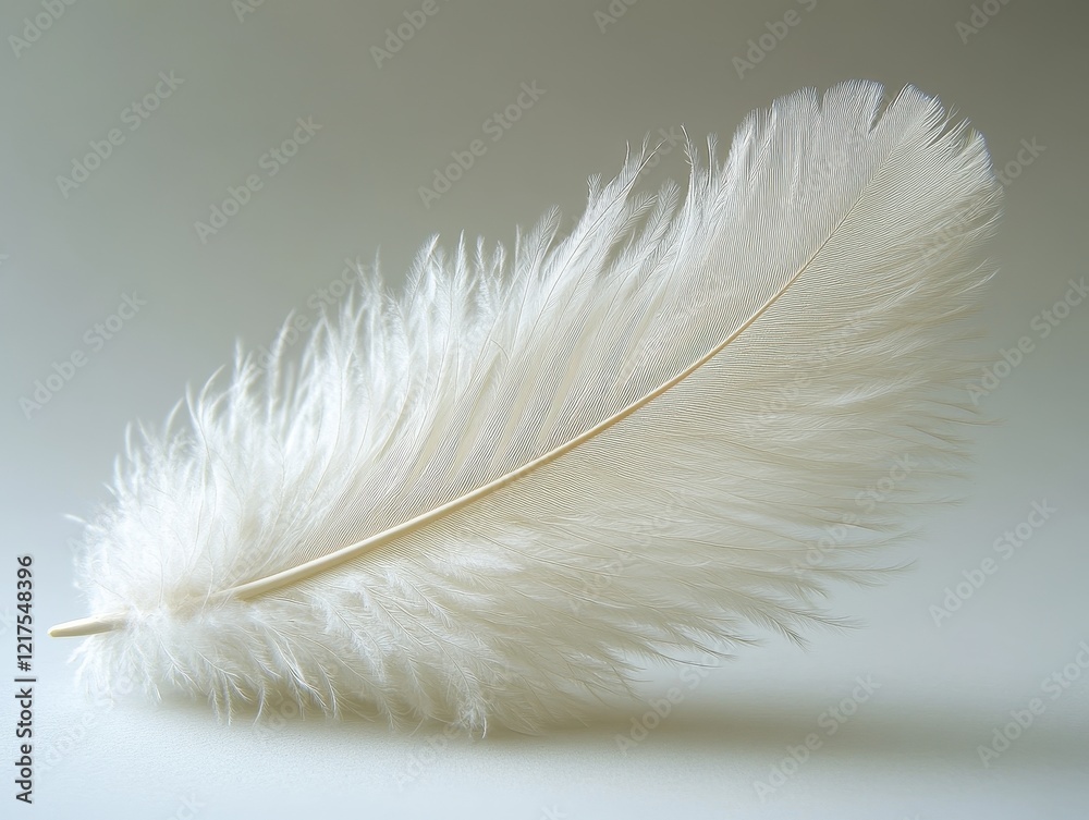 Obraz premium A delicate white feather resting on a smooth surface.