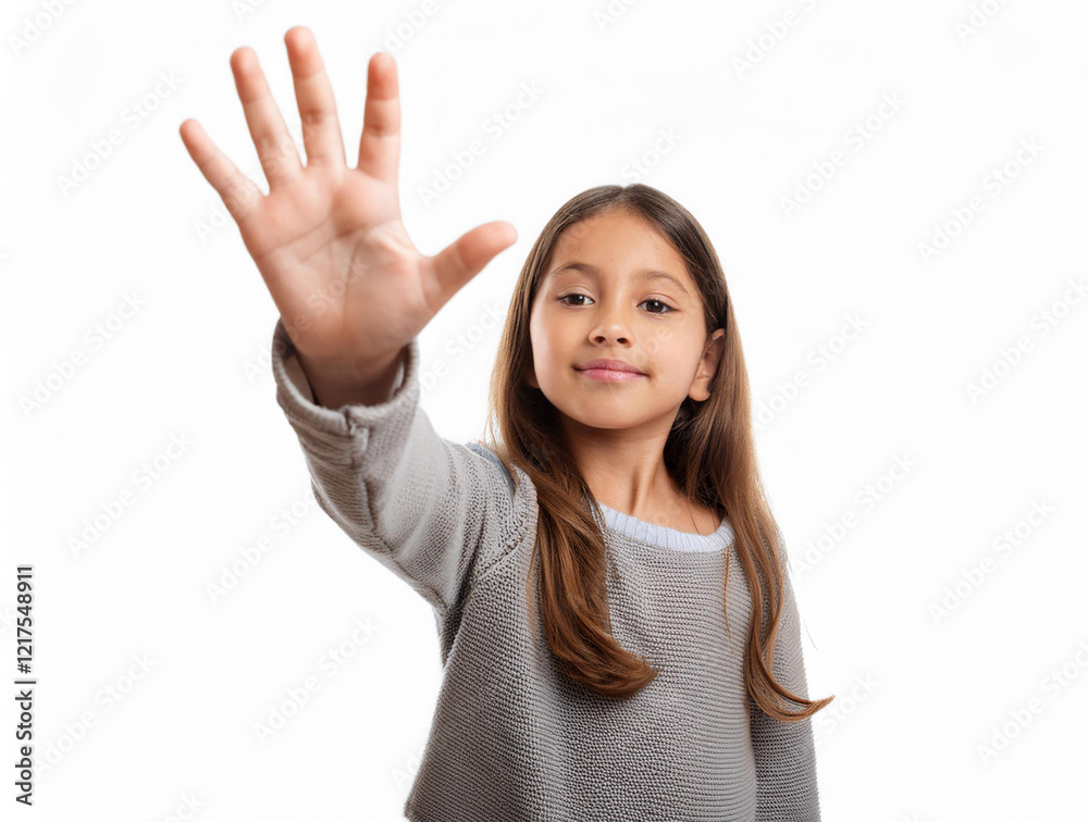 child's hand reaching or stretching, symbolizing curiosity and desire, with a focus-enhancing white background. child's hand reaching or stretching, symbolizing curiosity and desire, with a focus-enhancing white background.