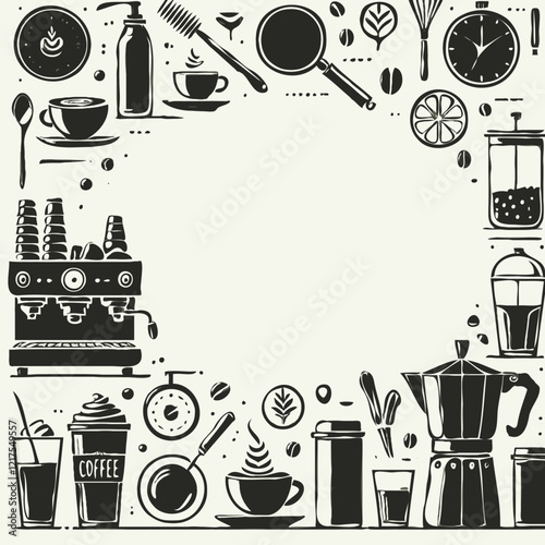 Adobe Illustrator Artwork. Set of hand drawn drinks icons. Cocktails and drinks menu set. Black and white bar illustration. Coffee, tea and food. Bartender Cocktail, Alcohol, Bottles and glasses.