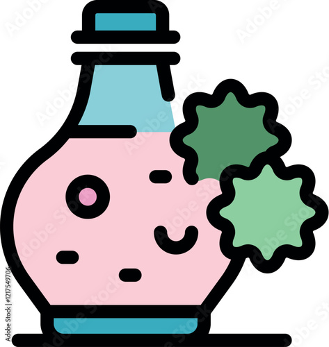 Pink algae growing in a glass jar, potentially for biomass production or other scientific purposes