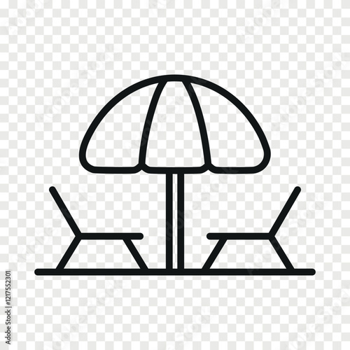 umbrella and sunbed line vector icon