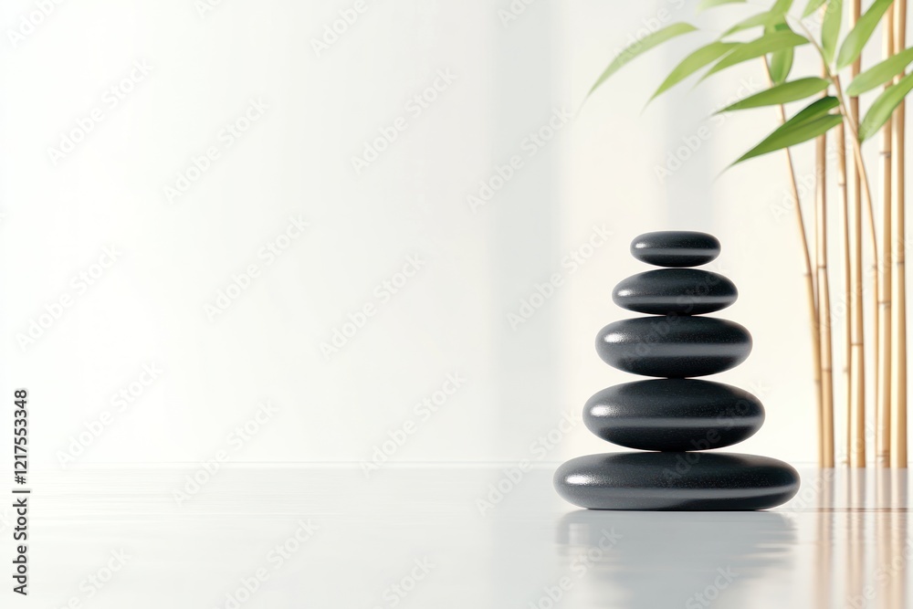 Zen Stones, Pink Roses, and Bamboo in Water Zen Stones, Pink Roses, and Bamboo in Water