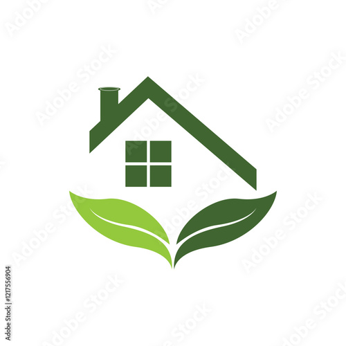 Green house leaf simple logo design