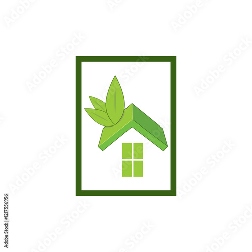 Green house leaf simple logo design
