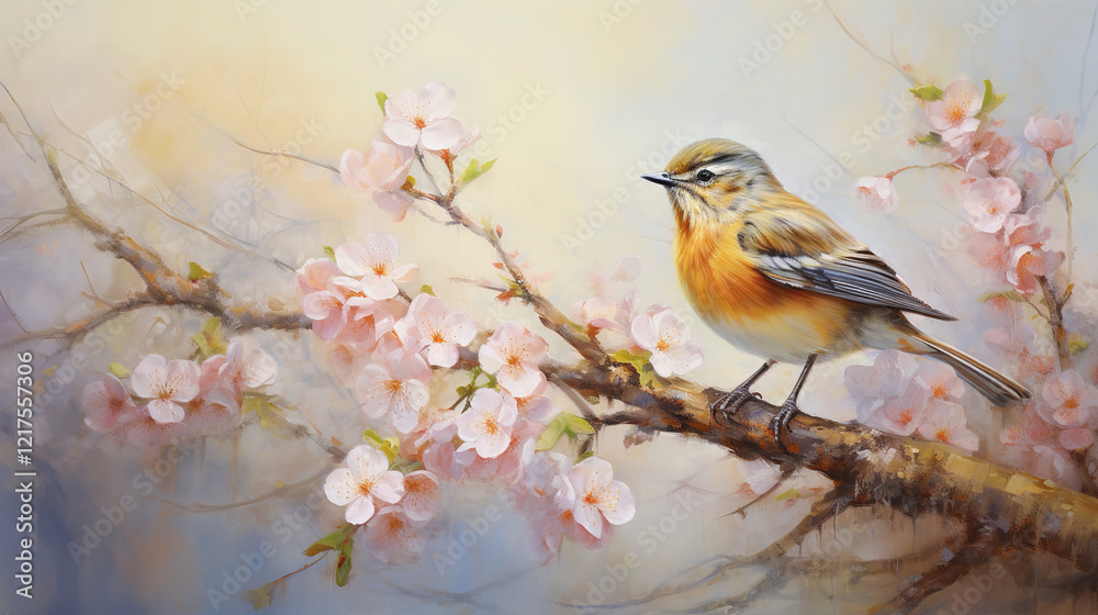 Spring Bird in Blossom Tree Spring Bird in Blossom Tree