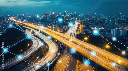 Night City Highway Traffic Network Connectivity