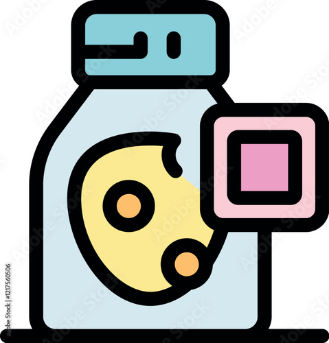 Washing machine with washing program icon, laundry service symbol, simple colorful flat vector illustration