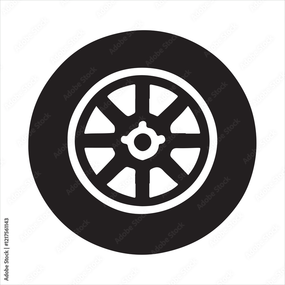 Car tires icon silhouette on white background
Car tires icon silhouette on white background